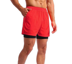 Shorts de sport décontractés pour hommes, haute qualité, séchage rapide, respirants, en polyester/coton, taille élastique, pour fitness et yoga (vente en gros) - Product Image 5