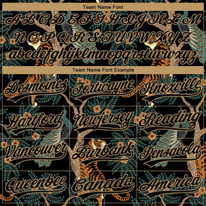 Camisetas Deportivas al por Mayor, Nuevo Diseño OEM, Personalizadas con Nombre de Equipo, Color Negro y Dorado Antiguo, Estampado 3D de Tigre y Pavo Real, Secado Rápido y Transpirables - Product Image 4