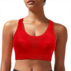 Soutien-gorge de sport noir à maintien élevé avec empiècements et bretelles larges pour femme, idéal pour l'entraînement et le fitness - Product Image 3