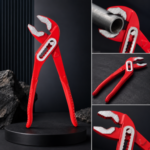Pince à pompe à eau robuste réglable en acier rouge avec joint rainuré pour la plomberie, la mécanique et l'usage industriel - Product Image 2