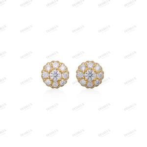 Boucles d'oreilles clous solitaires rondes en or jaune Flora, bijoux classiques pour femmes au meilleur prix - Product Image 3