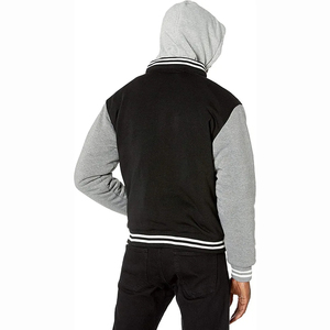 Veste universitaire noire et grise pour homme avec broderie du logo P, style preppy, coupe classique, col rabattu, boutons sur le devant - Product Image 2