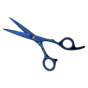 Ciseaux de barbier professionnels bleus de 18 cm en acier inoxydable à bord rasoir pour droitiers, ciseaux de coiffure et de stylisation pour salon - Product Image 2