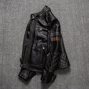 For Fashion Black Leather Waterproof Bomber <b>Jacket</b> Turn-down Collar Latest Hot Selling Premium Quality Custom Design - Product Image 2