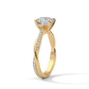 Bague de fiançailles en or 14 carats avec diamant de laboratoire taille brillant rond, certifiée IGI, bijoux de mariage pour femme, cadeau de mariage pour elle - Product Image 5
