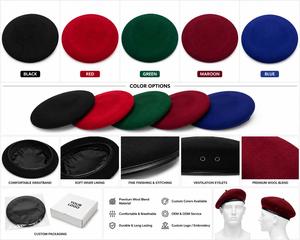 Custom Wool Blend <b>Beret</b> Hat | Premium Uniform Outdoor Unisex Adult Casual | OEM & ODM Manufacturer & Supplier - Product Image 6