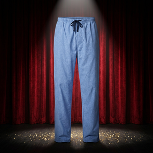 Men's <b>Light</b> Blue Cotton <b>Sleep</b> Pants Elastic Waist Drawstring Casual Loose Fit Summer Breathable Pajama Bottoms - Product Image 3