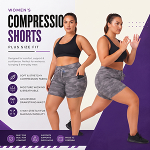 Shorts de Compresión con Estampado de Camuflaje para Mujer, Talla Grande, Cintura con Cordón, Capa Base, Secado Rápido, para Yoga y Fitness - Product Image 2