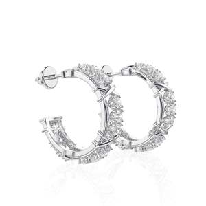 ต่างหูมอยซาไนต์ทรงกลมน่ารักสำหรับผู้หญิง - Product Image 4