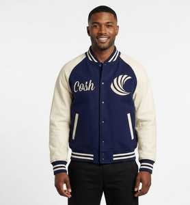 Bulk Custom Varsity Jacket <b>Wool</b> Body Leather Sleeves Wholesale Varsity Jacket Letterman Style Embroidered COSH INTERNATIONAL - Product Image 3