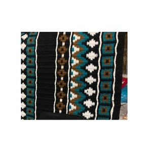 Western Saddle Pad Teal <b>Brown</b> & White Navajo Pattern Handwoven <b>Wool</b> Contoured Horse Riding Blanket Tack Gear - Product Image 2