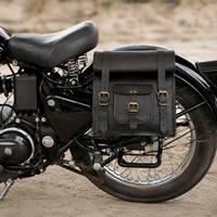 Sacoche de guidon de moto en cuir véritable noir, sacoche latérale vintage pour vélo avec fermeture éclair, légère, 4L, pour le tourisme