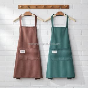Striped Stain-resistant Leather Thermal Sleeveless Durable Kitchen Oil-resistant <b>Baking</b> Coffee Shop Color Halter-neck Apron - Product Image 4