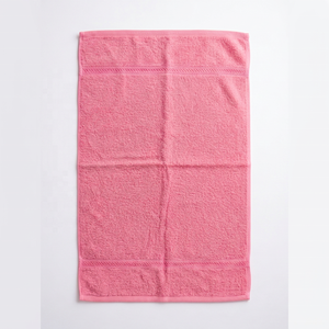 Serviette de bain rectangulaire en coton et bambou rose uni, bord brodé, haute absorption, serviette pour le visage - Product Image 1