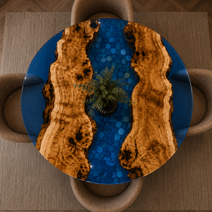 Mesa de Centro Moderna de Resina Epoxi Azul Brillante, Ecológica, para Decoración de Hogar de Lujo, Ideal para Diwali - Product Image 2