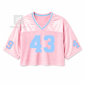 Camiseta personalizada de la hermandad Gamma Phi Delta con cuello en V, color sólido, manga corta, azul cielo y rosa, estilo casual para mujer, de malla de poliéster. - Product Image 1