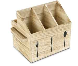 Wooden Cutlery Holder with Handle 4 Slot <b>Kitchen</b> Utensil Organizer Box Spoon Fork Knife Storage Caddy <b>Table</b> Stand - Product Image 1