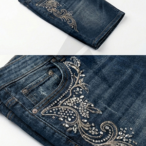 <b>Men</b> Rhinestone Denim Shorts Luxury Crystal <b>Studded</b> Jean Shorts Streetwear Custom Logo OEM ODM Process Impex - Product Image 5