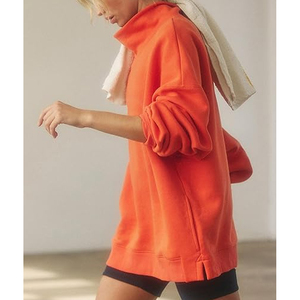 Sudadera extragrande de forro polar personalizada con cuello alto simulado para mujer, estilo urbano, talla grande, para venta en línea - Product Image 4