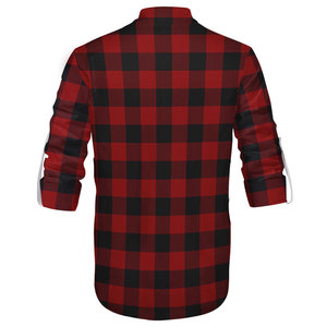Chemise traditionnelle Jacobite Ghillie Kilt Rob Roy Macgregor en tartan écossais rouge et noir à lacets, tenue des Highlands, fournitures d'usine - Product Image 5