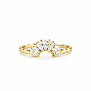 Anillo de Boda Curvo Antiguo con Diamantes Cultivados en Laboratorio, en Oro de 14K, con Corona Marquise, Anillo Apilable de Aniversario para Mujer - Product Image 4