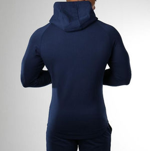 Sweat-shirt à capuche unisexe bleu marine, coupe classique, doublure en polaire, coton, pull décontracté, poche avant, vêtement de printemps - Product Image 2