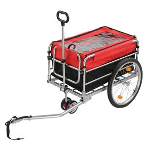 Remolque de Bicicleta de Acero Q235, 96*75*58cm, Negro y Rojo, Remolque Utilitario de Carga de 100kg con Asa - Product Image 1