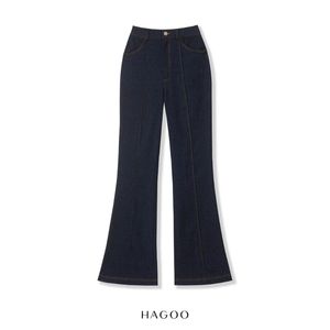 Pantalon en jean doux taille haute coupe bootcut pour femme Q531, amincissant, extensible, livraison rapide - Product Image 1
