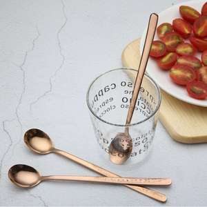 Wholesale Long Handle Ice Cream Spoon Custom <b>Small</b> Korean Style Metal Dessert Spoon Premium Dining Tableware - Product Image 6