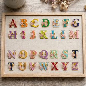 Custom metal alphabet enamel pins in cute <b>letter</b> badges style - Product Image 5