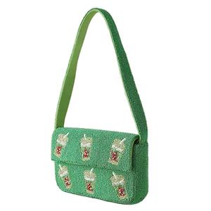 กระเป๋าคลัทช์ปักลูกปัดหรูหราสำหรับงานกลางคืน พร้อมสายสะพายไหล่ ปักด้วยลูกปัดเม็ดเล็ก กระเป๋าถือสั่งทำพิเศษ ผลิตในอินเดีย - Product Image 1