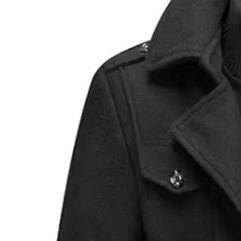 <b>Men's</b> <b>Black</b> Wool Blend <b>Long</b> Overcoat Notched Lapel Single Breasted Thick Winter <b>Coat</b> - Product Image 2