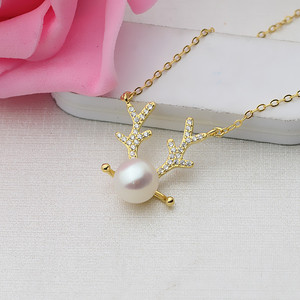 Accesorios de Plata S925 para DIY, Juego de Perlas de 8-9 mm con Cadena y Colgante de Clavícula con Circonita, Soporte Vacío para Collar Tide 345 - Product Image 4