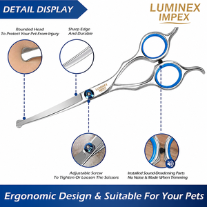Juego de tijeras de primera calidad para el cuidado de mascotas, fabricadas con acero inoxidable de alta calidad, kit profesional para cortar el pelo de perros y gatos con estuche - Product Image 4