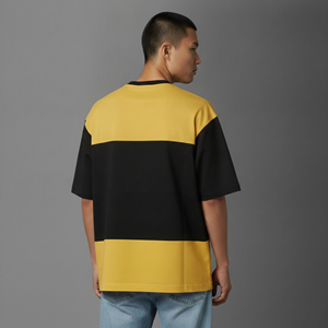 Camiseta de hombre personalizada de alta calidad, estilo urbano, holgada, de dos tonos, de tejido grueso, cómoda y de corte holgado para hombre. - Product Image 3