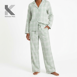 Women Linen Cotton Striped Pajama <b>Set</b> Button Up Shirt and Pants Two Piece Homewear - Product Image 1