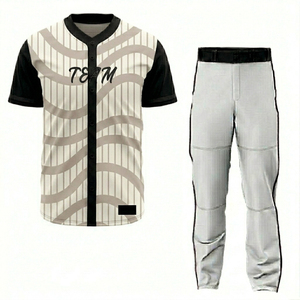 Ropa Deportiva Transpirable de Poliéster para Adultos, Servicio OEM, Nuevo Diseño, Uniforme de Béisbol Personalizado, Impresión por Sublimación en Negro y Dorado para Hombre - Product Image 6