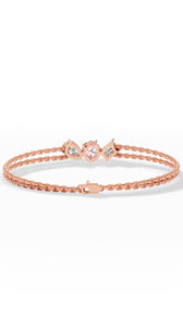 Dainty Multi Shape Pink and White Stone Double Chain Diamond <b>Silver</b> <b>Bracelet</b> for Women Emerald Round Pear Cut Triple Jewelry - Product Image 5