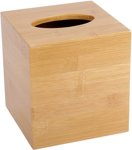 Caja de pañuelos de bambú natural con elegante apariencia de madera para interiores ecológicos en el baño o el dormitorio - Product Image 1