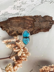 Arizona Turquoise Heart <b>Adjustable</b> <b>Ring</b> Handmade Sterling Silver Southwestern Artisan Boho Jewelry for Her - Product Image 2