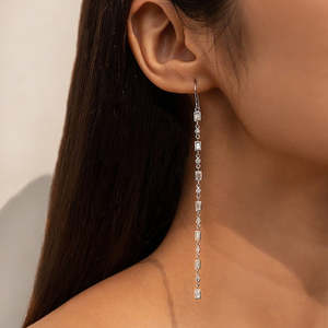 18K Solid Gold <b>Diamond</b> Drop <b>Dangle</b> <b>Earrings</b> Rhodium Plated VS1 Clarity IGI Certified - Product Image 4