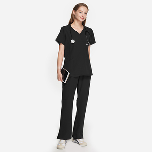 High-End OEM Polyester Anti-Microbial Four Way Stretch Slim Fit Women <b>Scrub</b> <b>Sets</b> for Salon Dentist Medical Use - Product Image 4