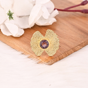 Purple Amethyst Hydro <b>Ring</b> for Women Gold Plated Brass <b>Adjustable</b> Trendy Gemstone <b>Ring</b> - Product Image 2