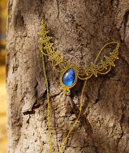 Collar de Macramé Hecho a Mano con Jade, Gema Azul Brillante, Cadenas Clásicas, Cordón Ajustable, Joyería Artesanal, Collar Destacado - Product Image 2