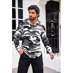 Sweat à capuche camouflage pour homme en mélange coton-polyester, motif nature, capuche à cordon de serrage, poche kangourou - Product Image 4