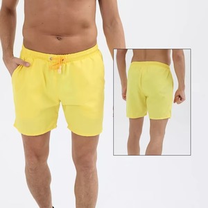 <b>Mens</b> Solid Yellow Swim <b>Trunks</b> Quick Dry Beach Shorts Drawstring Summer Board Shorts OEM Wholesale Swimwear Solid Yellow - Product Image 1