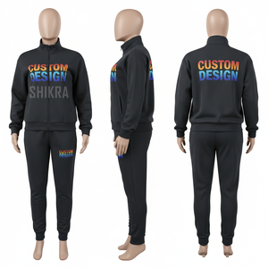 <b>Men</b> Dark <b>Green</b> Full Zip Tracksuit Set Casual Wear 100% Polyester Stand Collar Regular Fit Autumn Letter Design - Product Image 5