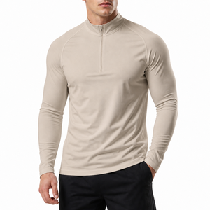 Custom Men’s Quarter Zip Compression Shirt Long Sleeve <b>Mock</b> <b>Neck</b> Gym Training Running Performance <b>Top</b> Gym wear Cycling - Product Image 6