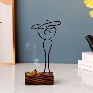 Wooden Incense <b>Burner</b> Set Gold and Black Wire Art Design Aromatherapy Decor All Season Use - Product Image 5