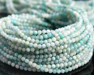 Perles rondes facettées en amazonite bleue naturelle pour la fabrication de bijoux, bracelets, colliers, artisanat DIY - Product Image 6